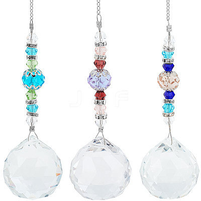 3Pcs 3 Colors Glass Teardrop Pendant Decorations FIND-SP0002-52-1