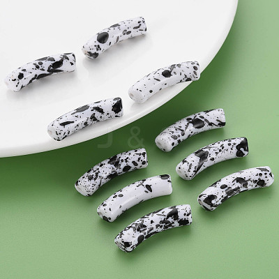 Opaque Spray Painted Acrylic Beads MACR-S372-002F-B04-1