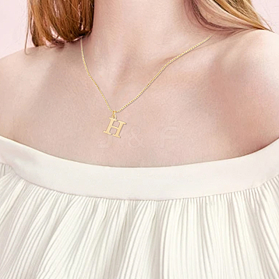 1pc 304 Stainless Steel Letter Pendant Necklaces NJEW-LP0001-38H-G-1