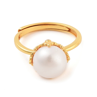 Round Natural Pearl Finger Rings STER-Z009-05G-1
