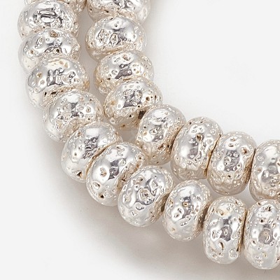 Electroplated Natural Lava Rock Beads Strands G-P400-06S-1