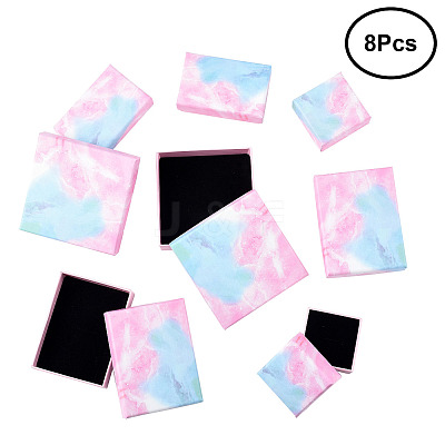 8Pcs 4 Styles Cardboard Paper Ring Boxes CBOX-FS0001-05-1