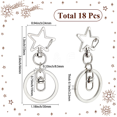 18Pcs Alloy Swivel Keychain Clasps KEYC-SP0001-48A-P-1