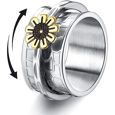 Retro Rotatable 304 Stainless Steel Finger Rings FS-WG84C22-16-1