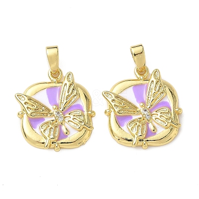 Brass Micro Pave Cubic Zirconia Pendants KK-I371-34G-01-1