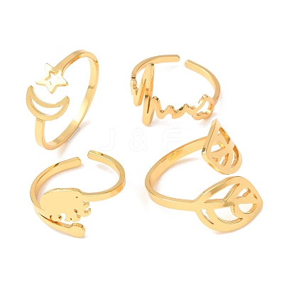 304 Stainless Steel Open Cuff Rings Set for Women SA-CBABC0E-08G-1