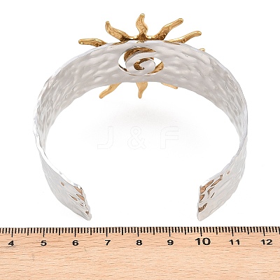 Hammered 304 Stainless Steel Cuff Bangles for Women BJEW-T023-01GP-1