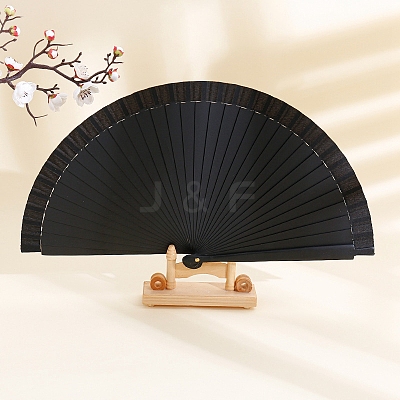 Spanish Solid Color Bamboo with Paper Folding Fan DJ-PW-WGF3F0E-08-1