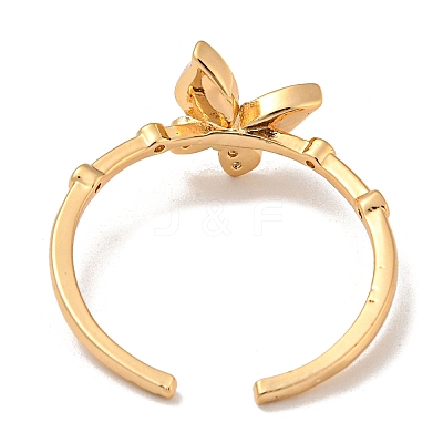 Brass with Cubic Zirconia Open Cuff Rings RJEW-B052-05G-02-1