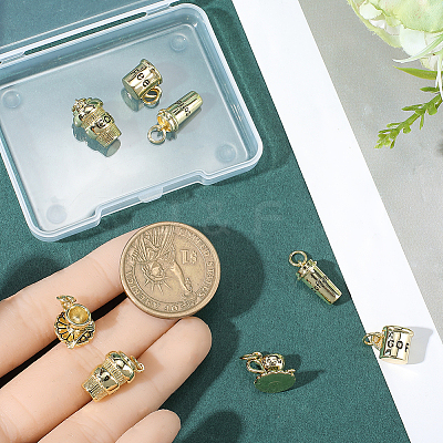 8Pcs 4 Styles Brass Enamel Charms KK-BBC0023-94-1