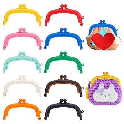 10Pcs 10 Colors Plastic Kiss Lock Purse Frames FIND-PH0007-42-1