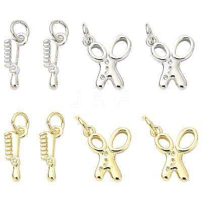 8Pcs 4 Styles Brass Pendants KK-CJ0004-13-1