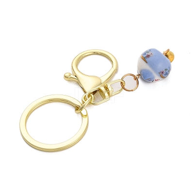 Fortune Cat Porcelain Pendant Keychain KEYC-G064-03G-1