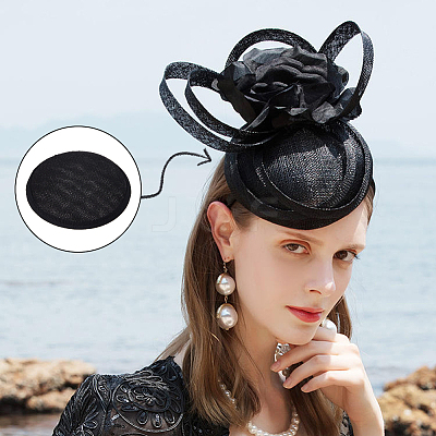 Imitation Hemp Round Fascinator Hat Base for Millinery LS-AJEW-WH0472-45A-02-1