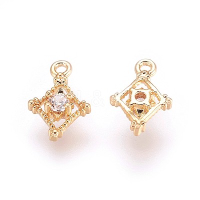 Brass Cubic Zirconia Pendants X-KK-T014-106G-1