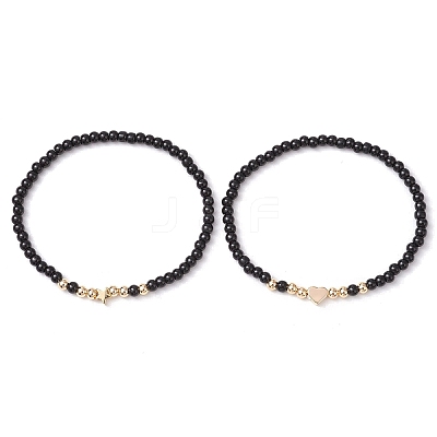 2Pcs 2 Styles Glass Seed Beaded Stretch Bracelet Sets for Women BJEW-JB11373-04-1
