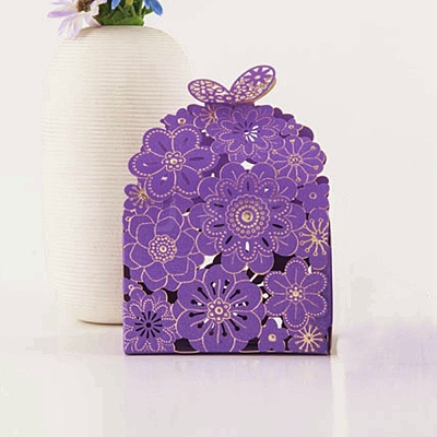 Butterfly & Hollow out Flowers Pattern Paper Fold Candy Boxes FW-TAC0004-04C-1