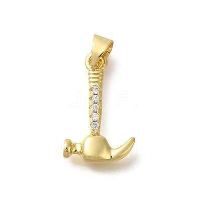 Rack Plating Brass Micro Pave Cubic Zirconia Pendants KK-Z086-66G-02-1