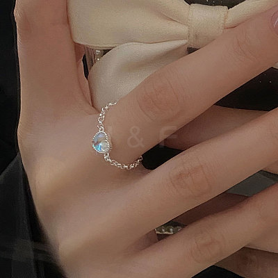 Adjustable 925 Sterling Silver Chain Finger Rings FS-WG5585A-01-1-1