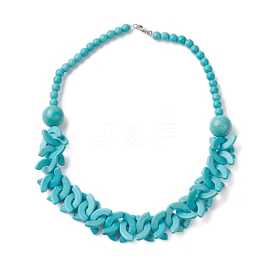 Dyed Synthetic Turquoise Arch Beaded Bib Necklaces NJEW-P279-01B-1