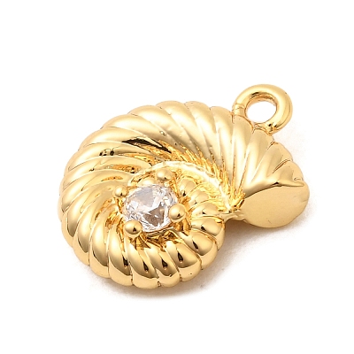 Brass Micro Pave Cubic Zirconia Charms KK-C117-02C-G-1