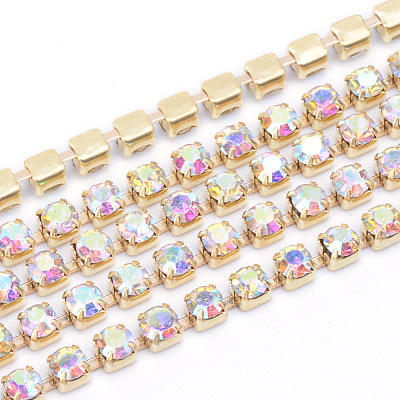 Brass Rhinestone Strass Chains CHC-T003-SS6-02C-1