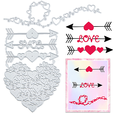 Valentine's Day Theme Heart Carbon Steel Cutting Dies Stencils Set DIY-CP0009-55-1