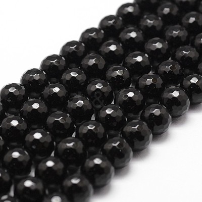 Natural Dyed & Heated Black Onyx Beads Strands X-G-D840-22-6mm-1