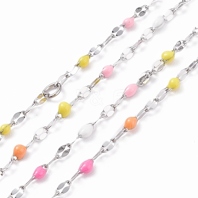 304 Stainless Steel Dapped Flat Oval Link Chains CHS-F002-B11-P-1