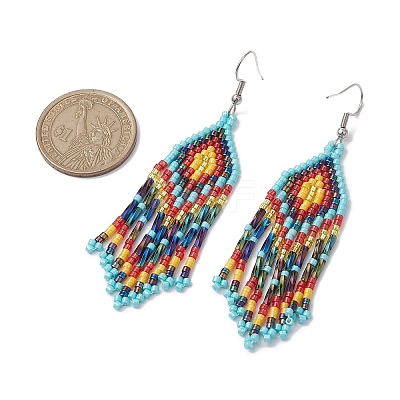 Boho 304 Stainless Steel with Glass Dangle Stud Earring EJEW-MZ00175-02-1