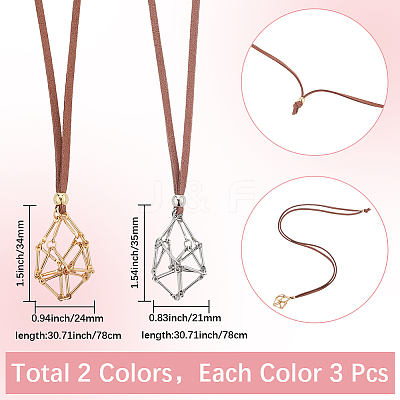 6Pcs 2 Styles Brass Bar Link Chains Macrame Pouch Empty Stone Holder for Pendant Necklace Making MAK-SC0001-40-1