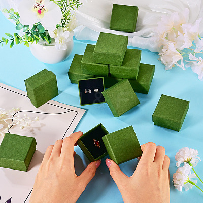 12Pcs Cardboard Paper Jewelry Storage Boxes with Sponge CON-TA0001-43A-1