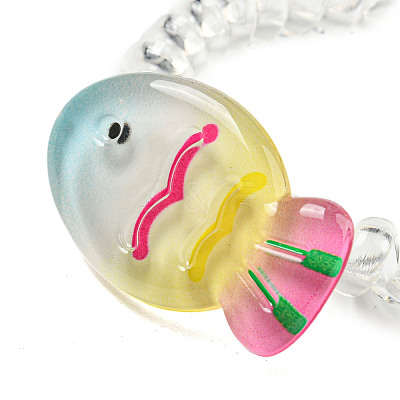 Summer Fish Resin Telephone Line Wire Elastic Hair Ties AJEW-U004-02A-1