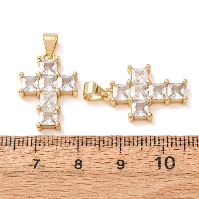 Brass Pave Clear Cubic Zirconia Pendants CU-CBA2907-01D-G-1