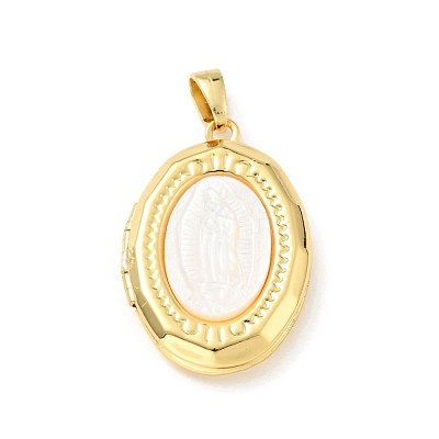 Rack Plating Brass Locket Pendants KK-C242-03G-1