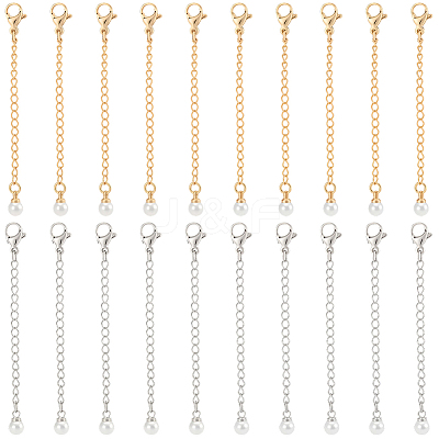 20Pcs 2 Colors Brass End with Chain KK-BBC0019-10-1