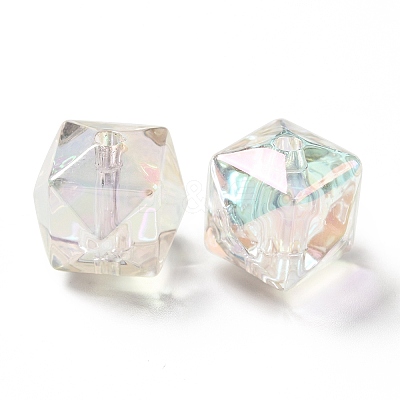Two Tone UV Plating Rainbow Iridescent Acrylic Beads TACR-D010-02E-1