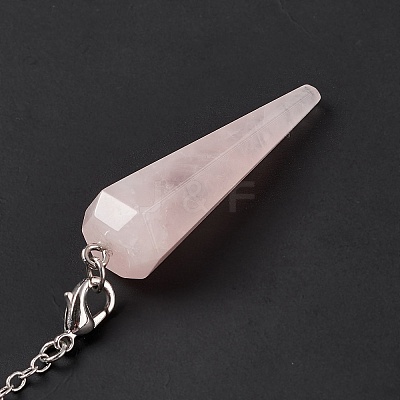 Natural Rose Quartz Hexagonal Pointed Cone Dowsing Pendulum Pendants G-G983-05P-02-1