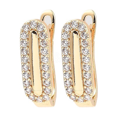 Brass Micro Pave Cubic Zirconia Hoop Earrings EJEW-D078-10KCG-1