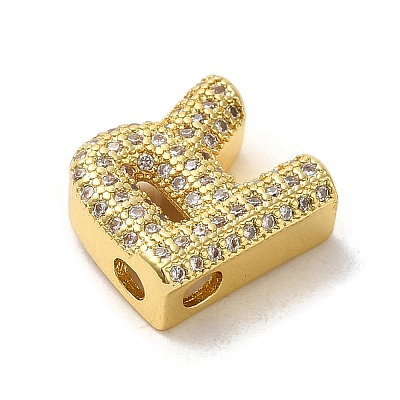 Brass Micro Pave Clear Cubic Zirconia Charms ZIRC-C009-01G-R-1