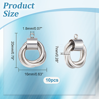 10Pcs 304 Stainless Steel Pendants STAS-UN0046-55-1