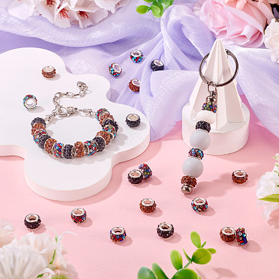 105Pcs 3 Colors Polymer Clay Rhinestone European Beads CPDL-TA0001-02-1