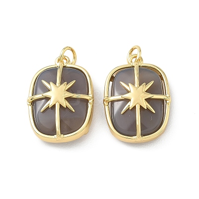 Brass & Natural Grey Agate Pendants GG-CBAD360-19G-01-1