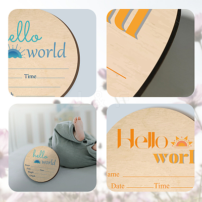 2Pcs 2 Style Single-face Printed Wooden Baby Photo Props DJEW-WH0600-006-1