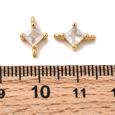 Brass Pave Clear Cubic Zirconia Connector Charms KK-P340-07A-G-1