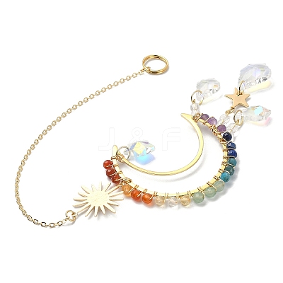 Chakra Gemstone Beads Pendant Decorations HJEW-JM01152-03-1