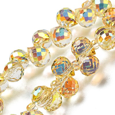 Electroplate Transparent Glass Beads Strands EGLA-M030-01A-1