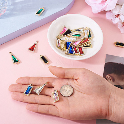 120Pcs 12 Colors Zinc Alloy Glass Pendants ALRI-TA0001-35-1