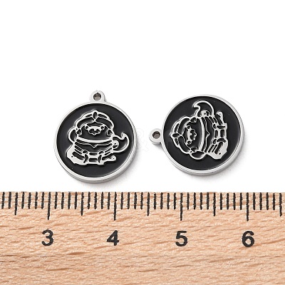 304 Stainless Steel Black Enamel Charms STAS-M102-17P-02-1