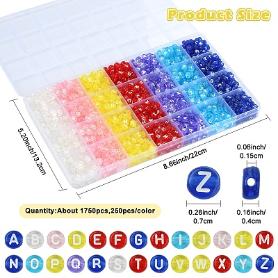 1750Pcs 7 Colors Transparent Acrylic Beads TACR-YW0002-47-1